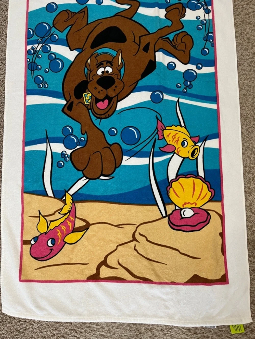 Vintage 2002 Scooby-Doo Underwater Beach Towel Cartoon Network Karsten Brazil